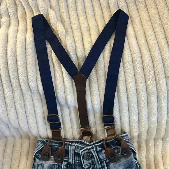 United Colors of Benetton - LIKE new denim pants with suspenders. Size 12 months - Picture 3 of 6